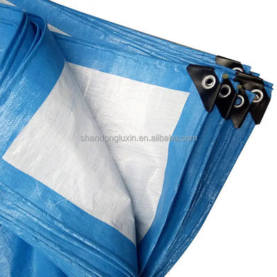 160г М2 Роллы с полосками Синий белый HDPE тканеная ткань HDPE брезент с ламинированием LDPE